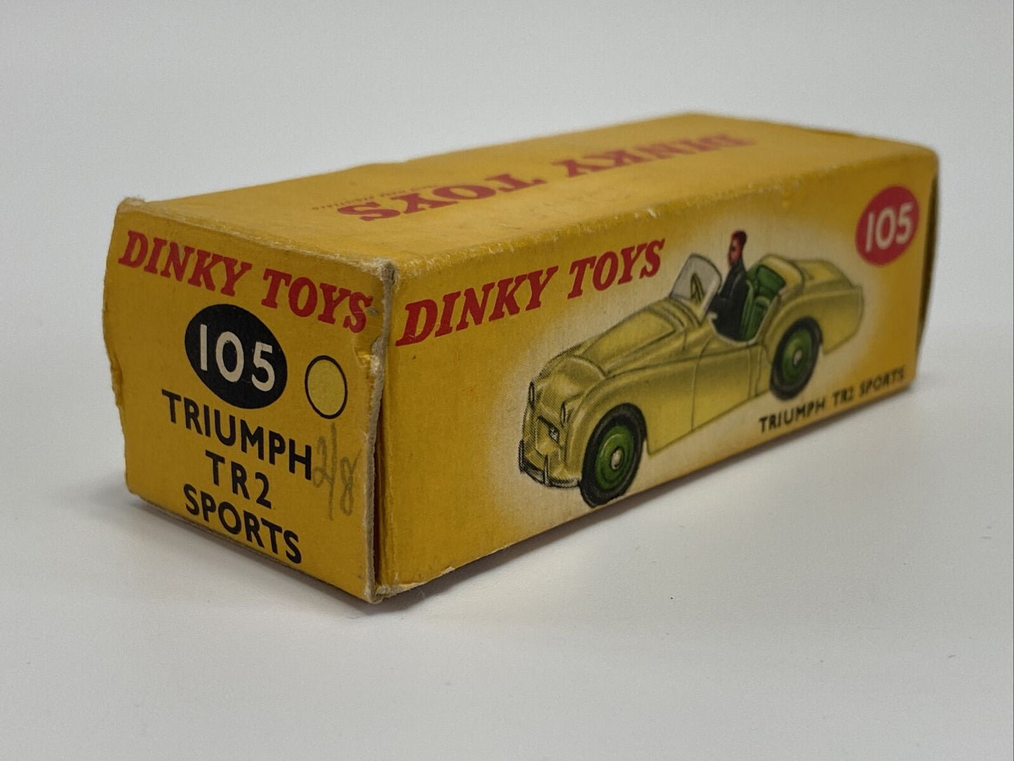 Dinky Toys 105 Triumph TR2 Sports Car Lemon Body With Box - RARE