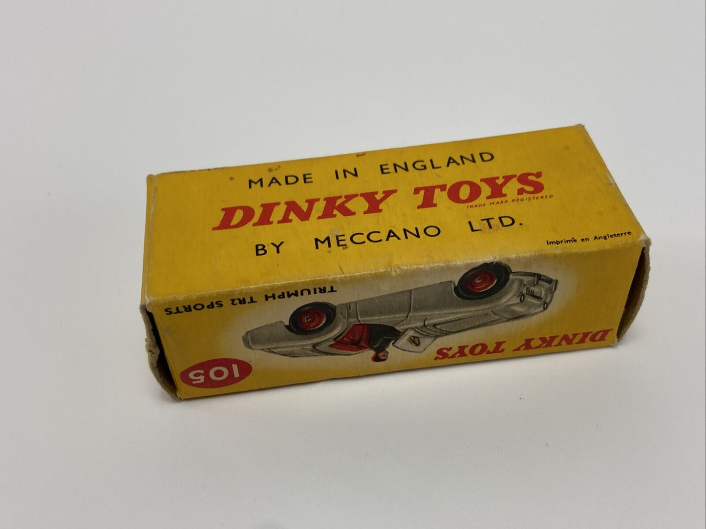 Dinky Toys 105 Triumph TR2 Sports Car Lemon Body With Box - RARE