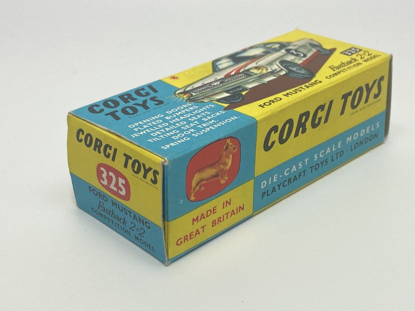 CORGI TOYS 325 FORD MUSTANG FASTBACK 2+2 WITH BOX - MINT