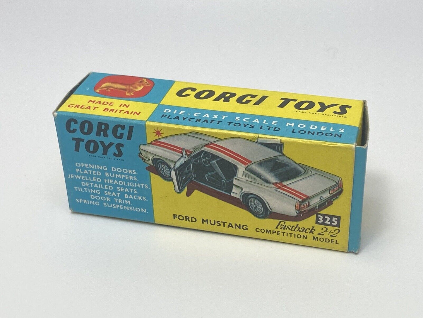 CORGI TOYS 325 FORD MUSTANG FASTBACK 2+2 WITH BOX - MINT