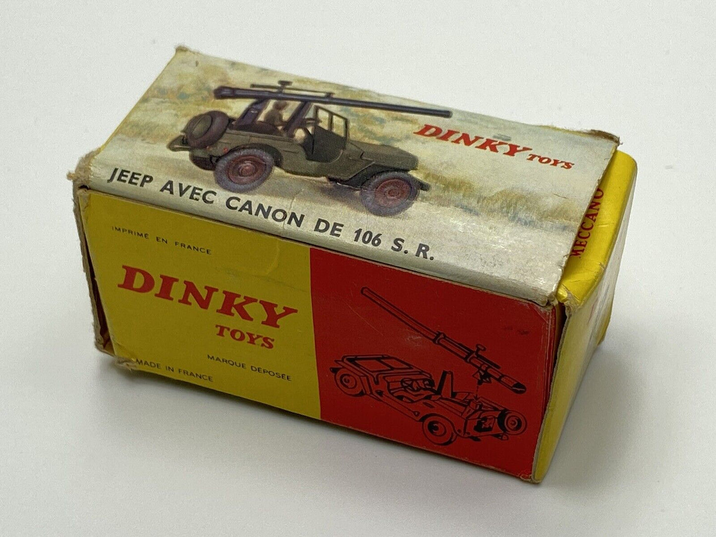 FRENCH DINKY 829 JEEP AVEC CANON DE 106 S.R. WITH ORIGINAL BOX