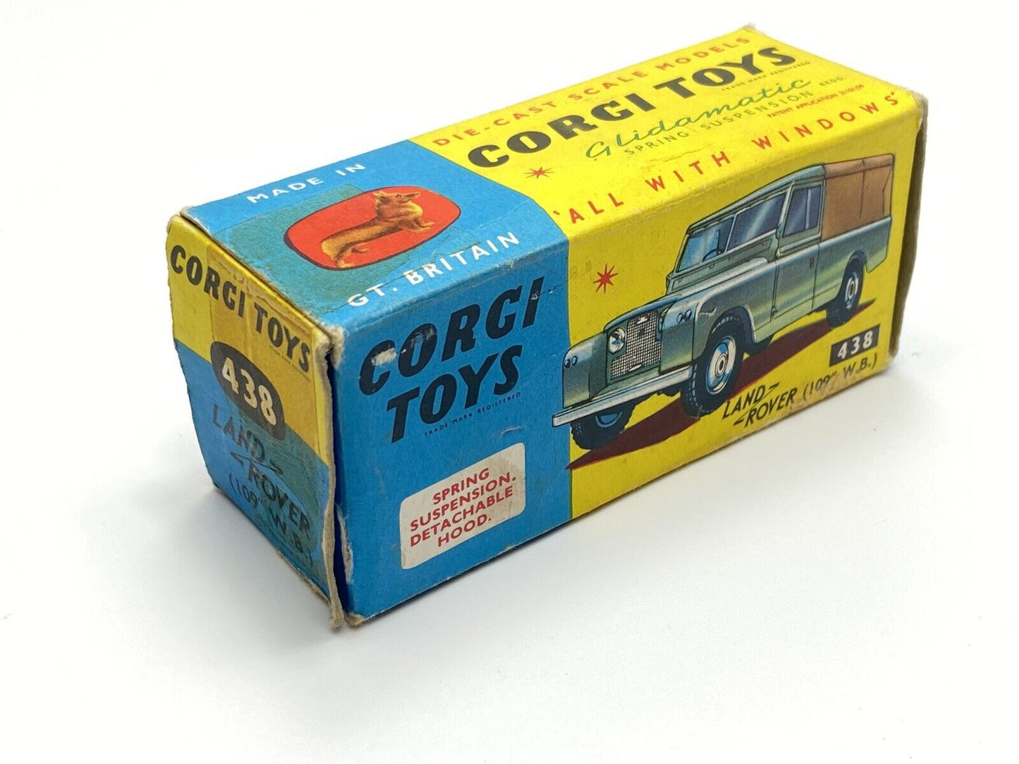 CORGI 438 LAND ROVER 109 WB BOXED METALLIC GREEN BODY WITH OLIVE GREEN CANOPY