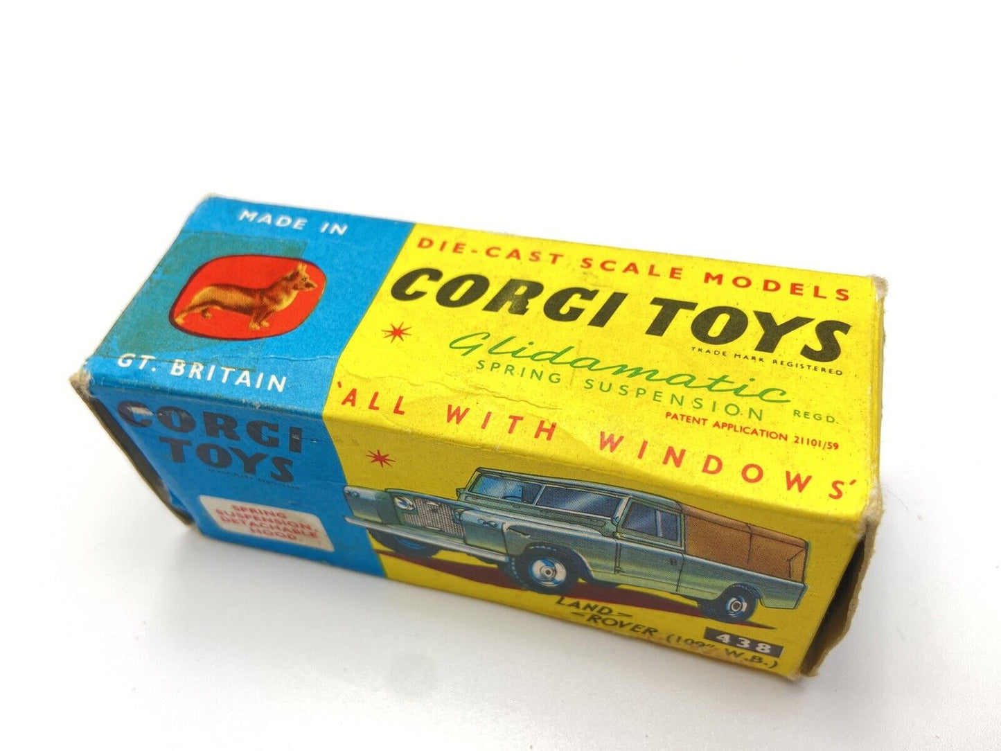 CORGI 438 LAND ROVER 109 WB BOXED METALLIC GREEN BODY WITH OLIVE GREEN CANOPY
