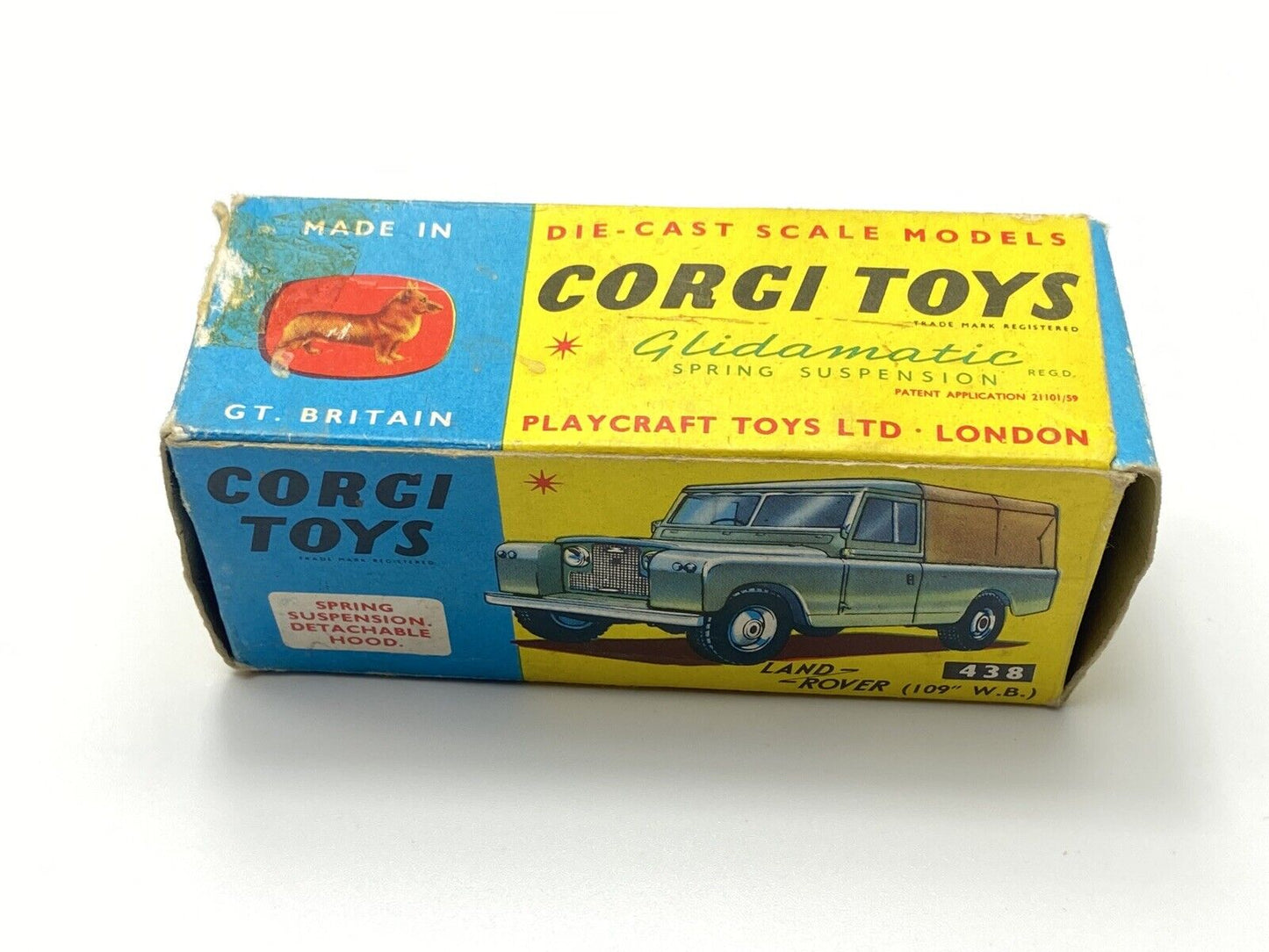 CORGI 438 LAND ROVER 109 WB BOXED METALLIC GREEN BODY WITH OLIVE GREEN CANOPY