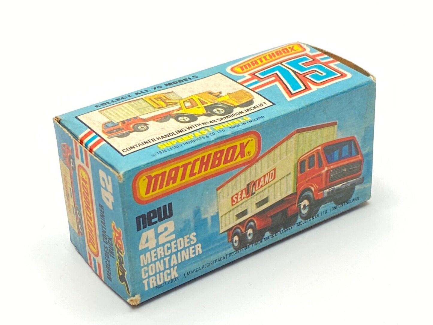 MATCHBOX SUPERFAST 42 C MERCEDES BENZ CONTAINER TRUCK 'SEALAND' WITH BOX