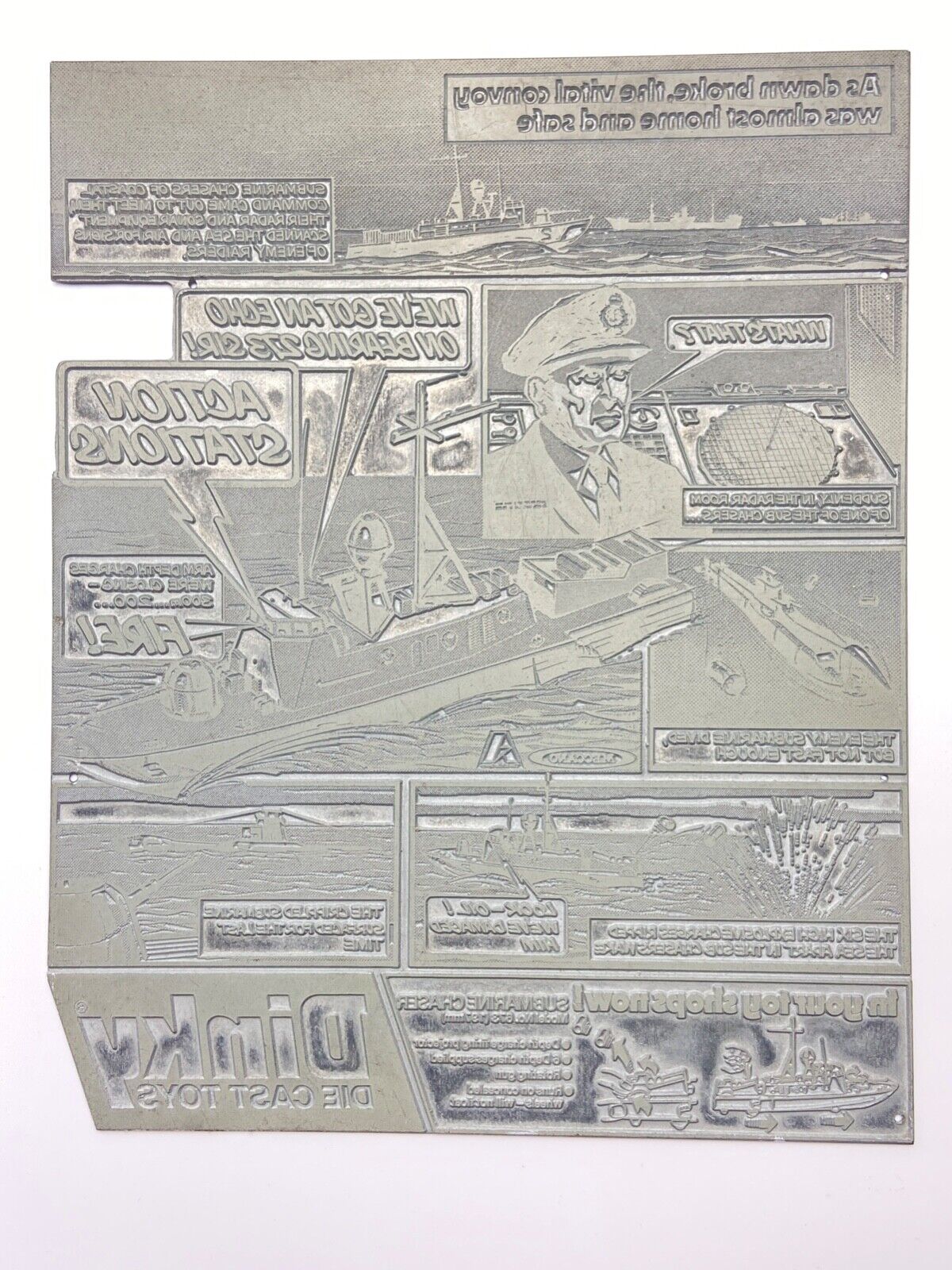 DINKY TOYS 673 SUBMARINE CHASER ORIGINAL PRINTING PLATE - EXC CONDITION