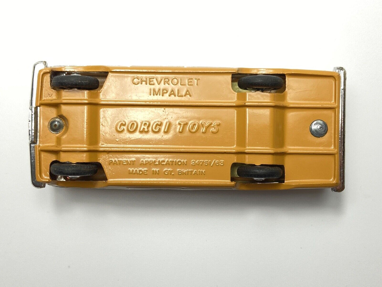 CORGI 248 CHEVROLET IMPALA - TAN BODY, LIGHT CREAM ROOF WITH ORIGINAL BOX