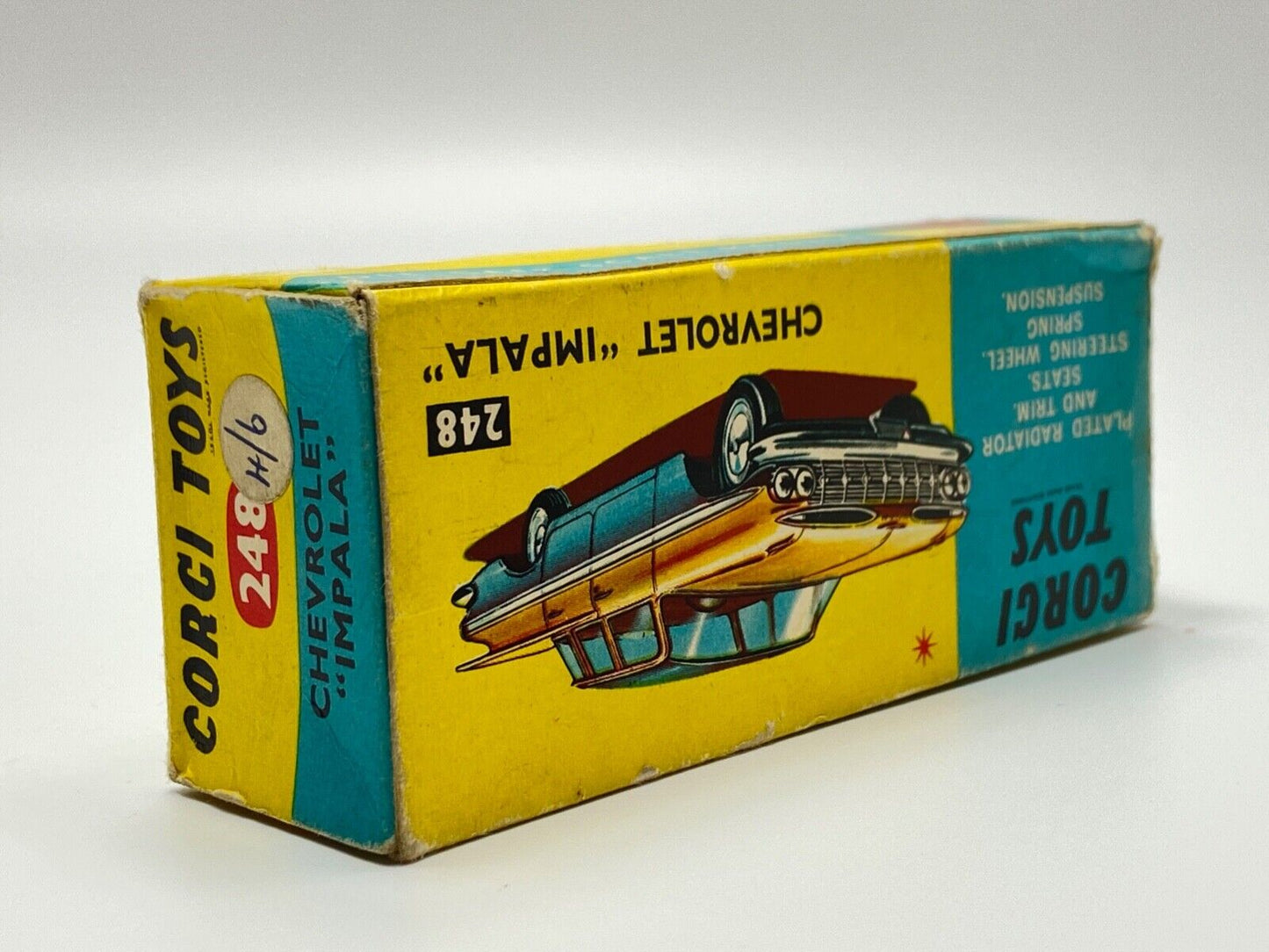 CORGI 248 CHEVROLET IMPALA - TAN BODY, LIGHT CREAM ROOF WITH ORIGINAL BOX