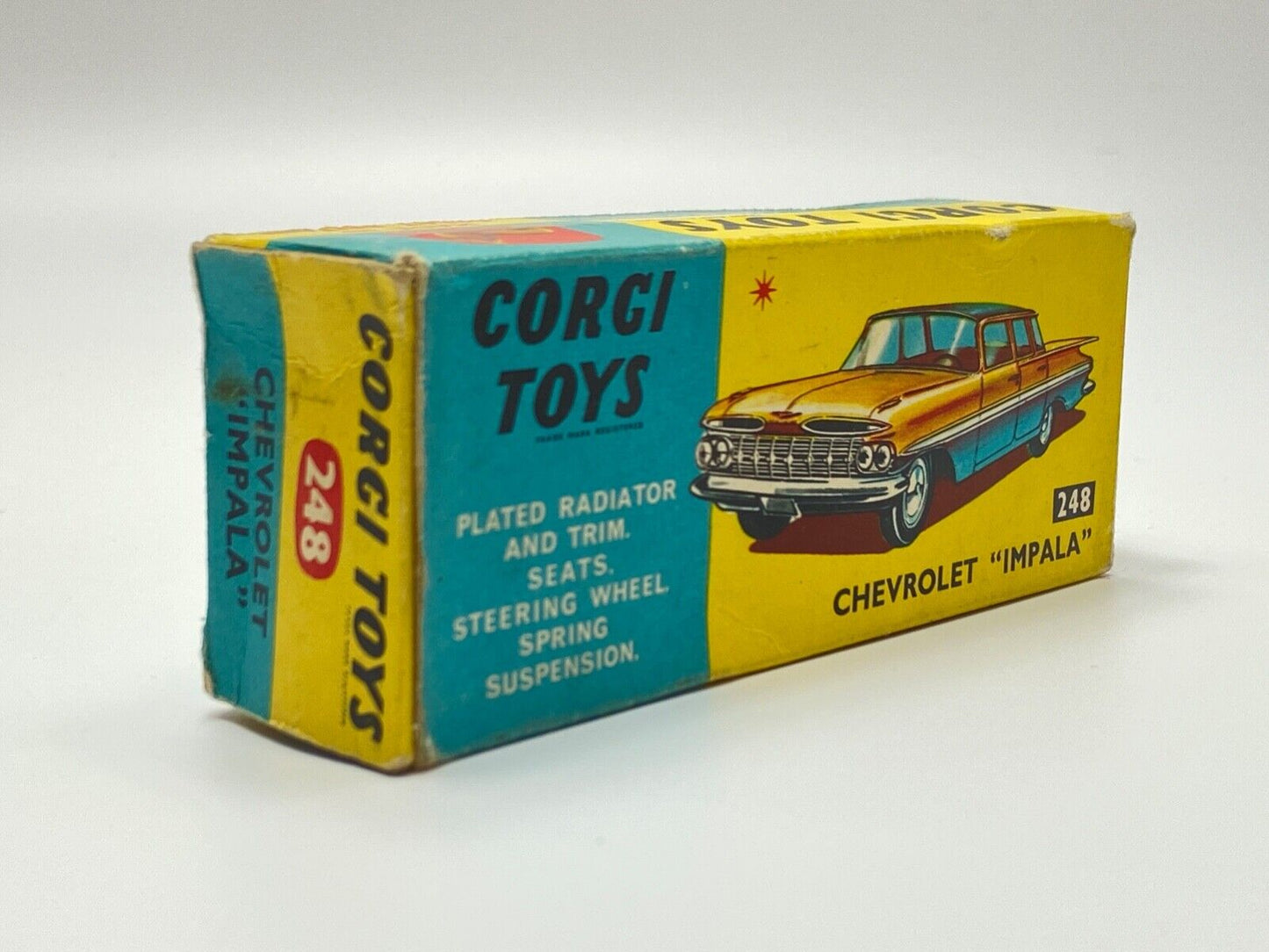 CORGI 248 CHEVROLET IMPALA - TAN BODY, LIGHT CREAM ROOF WITH ORIGINAL BOX