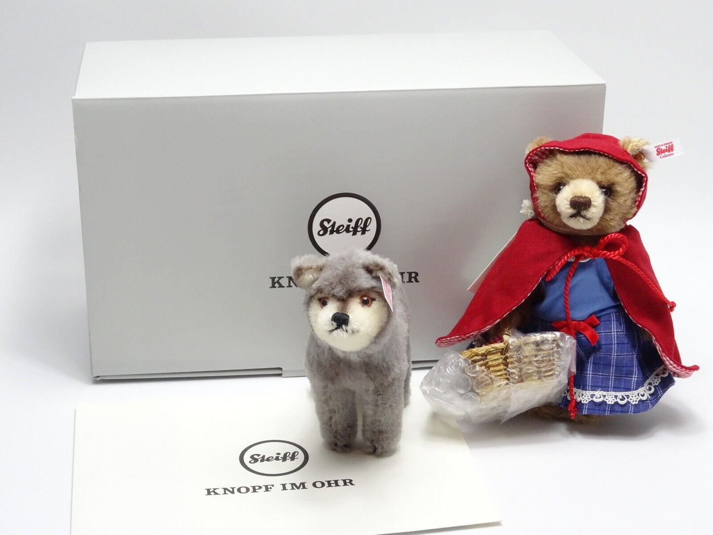 STEIFF 021350 ROTKÄPPCHEN UND WOLF MIT ZERTIFIKAT, BOX UND ETIKETT