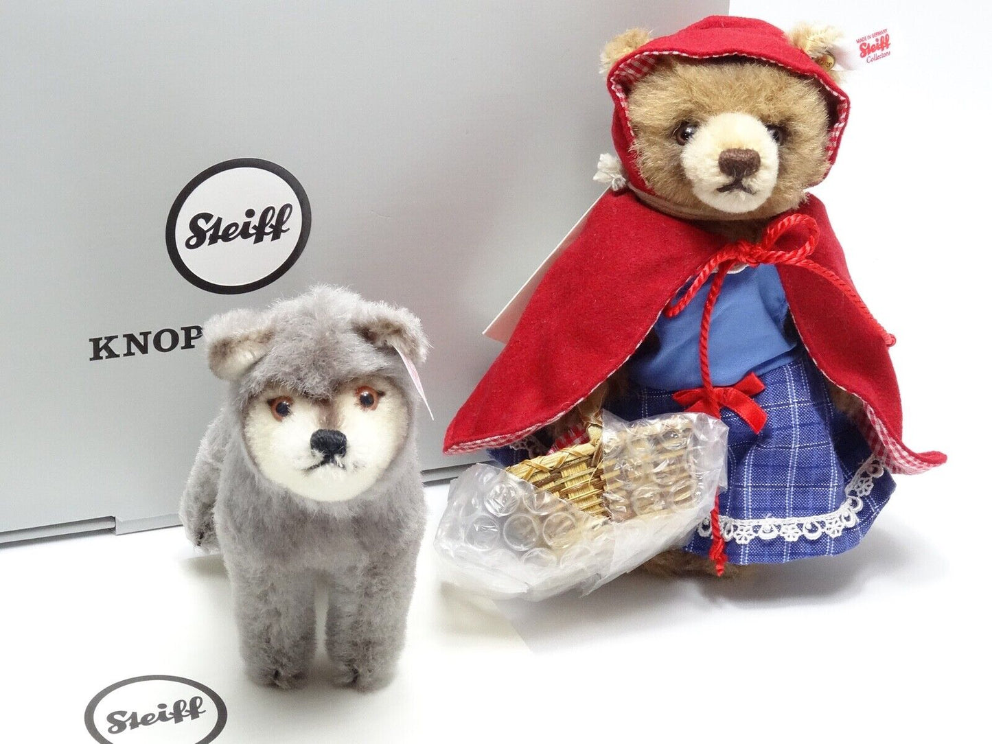 STEIFF 021350 ROTKÄPPCHEN UND WOLF MIT ZERTIFIKAT, BOX UND ETIKETT
