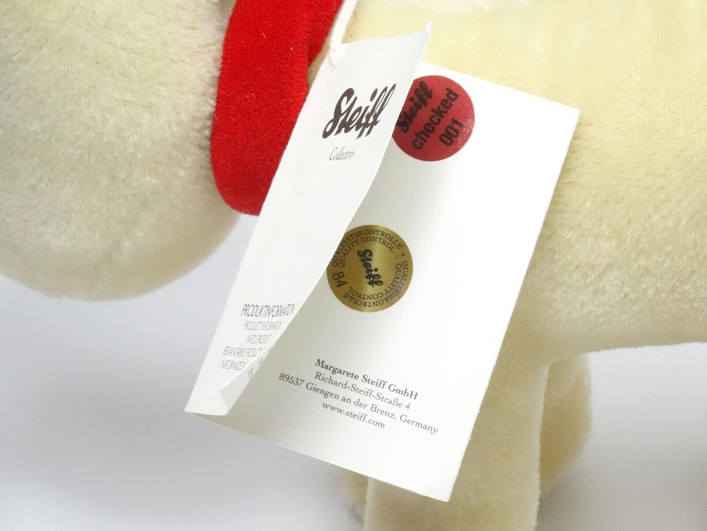 STEIFF GROMIT 23CM 663789 WHITE MOHAIR WITH TAG