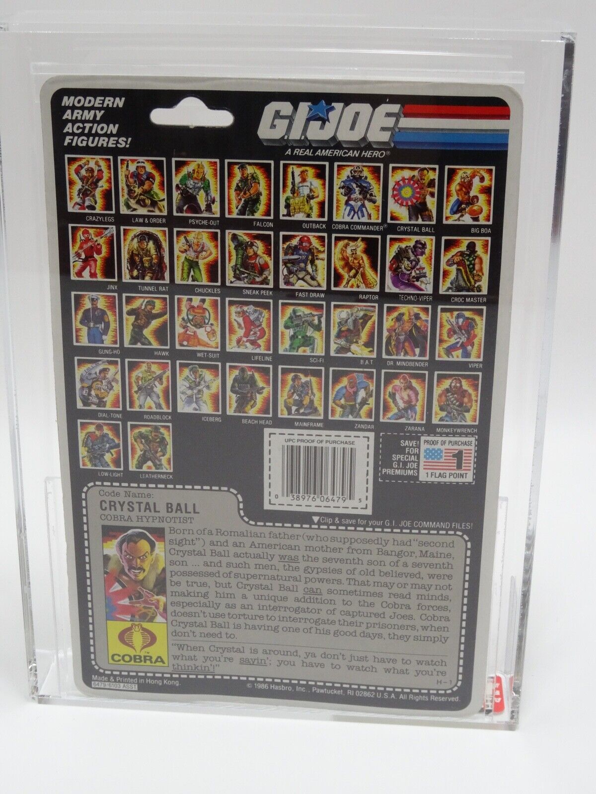 HASBRO GI JOE CRYSTAL BALL 3 3/4" FIGURE AFA GRADED 85 NM+ CARD