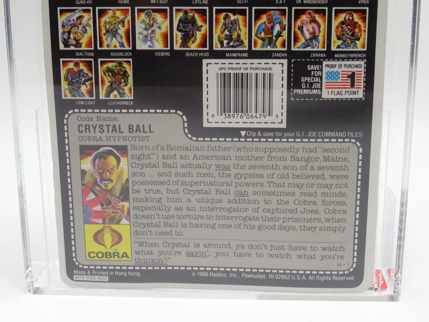 HASBRO GI JOE CRYSTAL BALL 3 3/4" FIGURE AFA GRADED 85 NM+ CARD