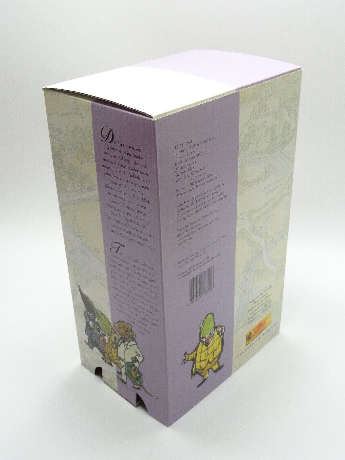 STEIFF WIND IN THE WILLOWS - TOAD WITH CERTIFICATE, BOX & STAND
