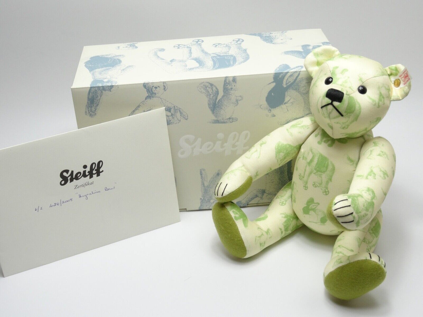STEIFF TEDDYBÄR SIGNATURE LIMITED EDITION WEISSES ETIKETT 037245, 2008 MIT BOX/COA