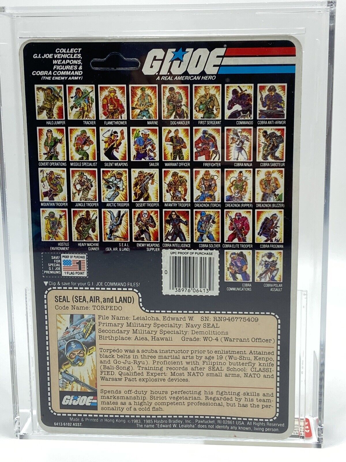 HASBRO GI JOE TORPEDO 3 3/4" FIGURE AFA GRADED 80 NM 1983 - RARE
