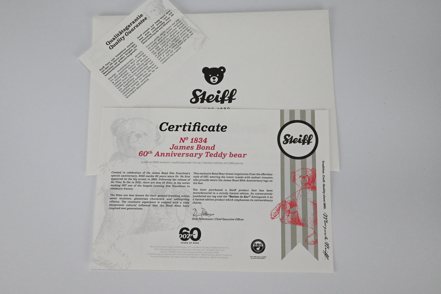 Steiff James Bond 007 60. Jubiläumsbär 007606 - Neu in Box