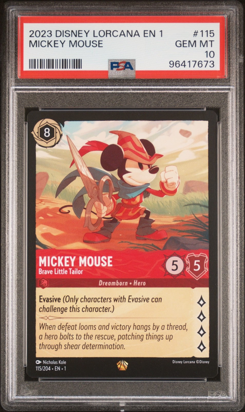 2023 DISNEY LORCANA EN 1-THE FIRST CHAPTER #115 MICKEY MOUSE PSA 10