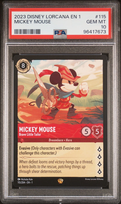 2023 DISNEY LORCANA EN 1-THE FIRST CHAPTER #115 MICKEY MOUSE PSA 10