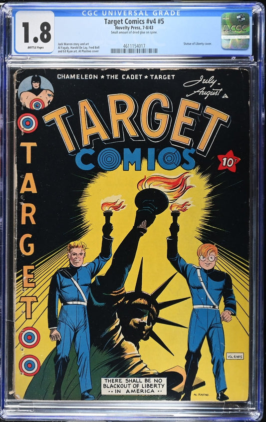 Target Comics v4 #5 CGC 1.8  Novelty Press 1943
