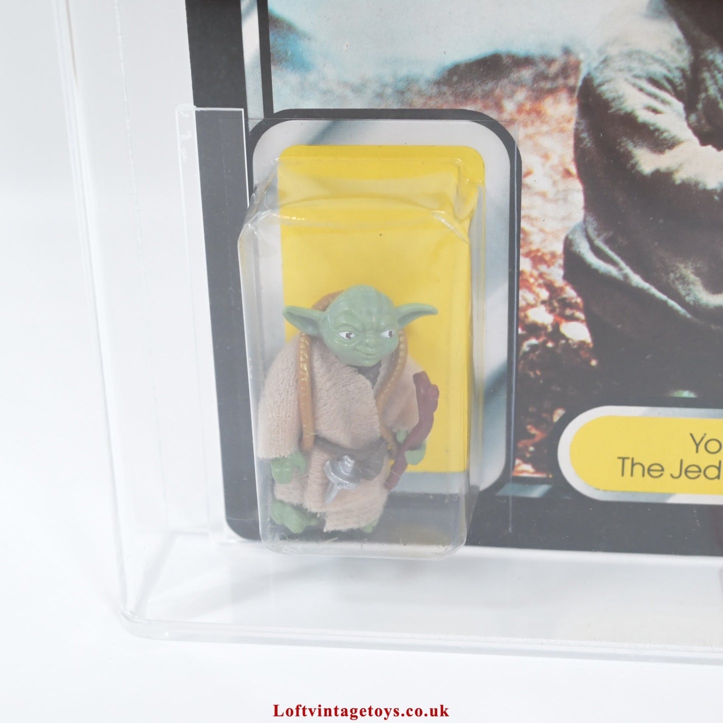 Palitoy Vintage Star Wars ROTJ Tri-Logo Yoda (brown snake) AFA 85