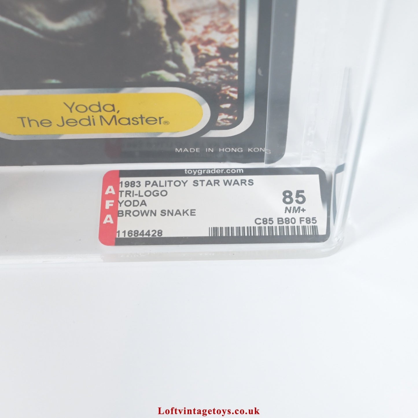 Palitoy Vintage Star Wars ROTJ Tri-Logo Yoda (brown snake) AFA 85
