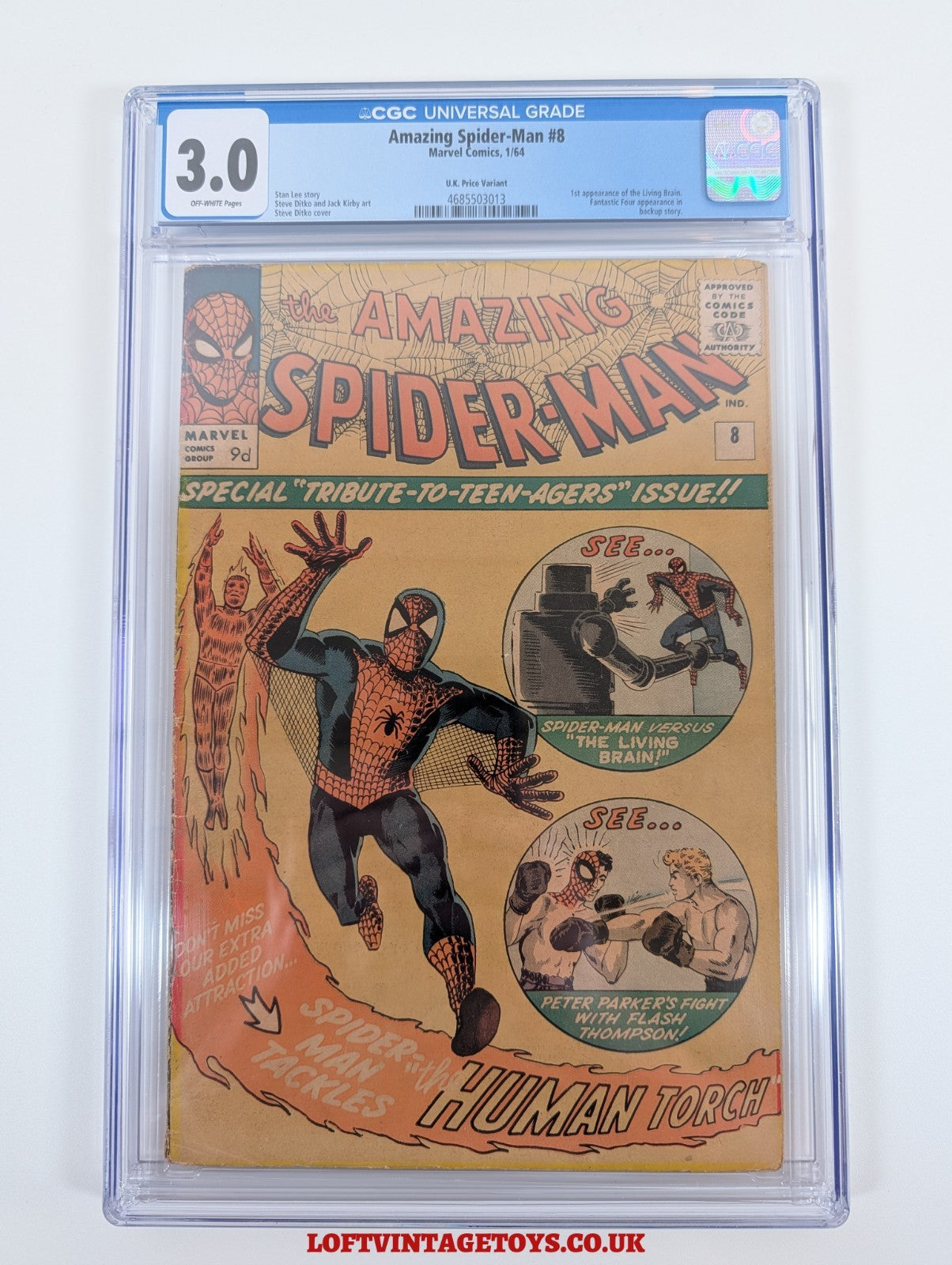 AMAZING SPIDER-MAN #8 -  CGC 3.0 - 1st Appearance of the Living Brain