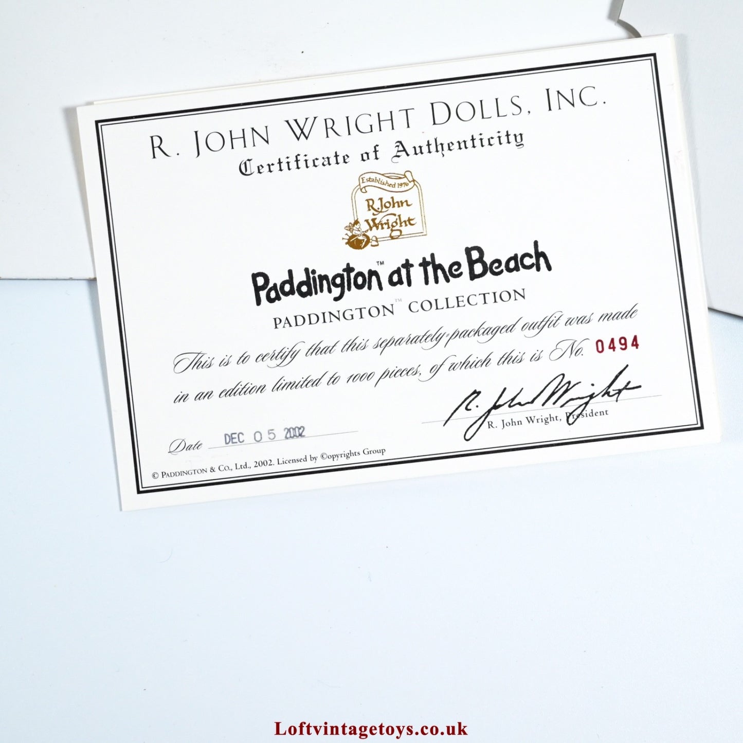 R John Wright Paddington At The Beach Outfit, Ltd Edition of 1000