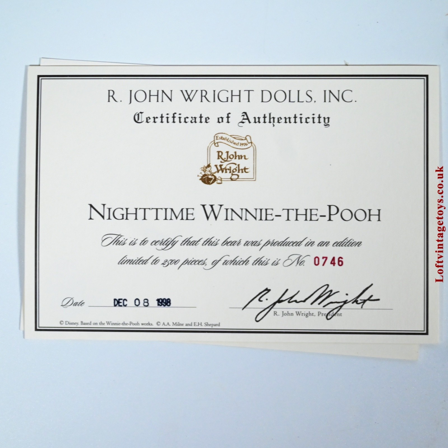 R John Wright Winnie the Pooh Nighttime Ltd Edition of 2500