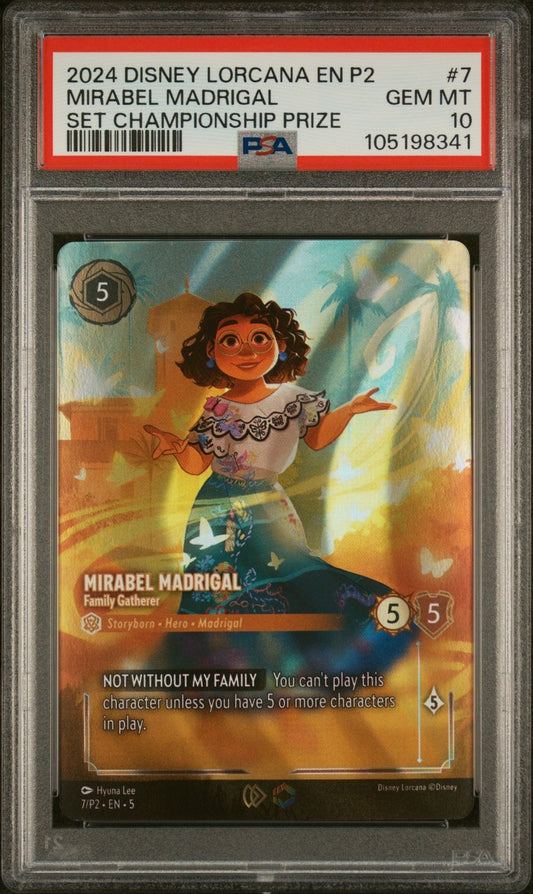 DISNEY LORCANA EN P2-PROMO #7 MIRABEL MADRIGAL SET CHAMPIONSHIP PRIZE PSA 10