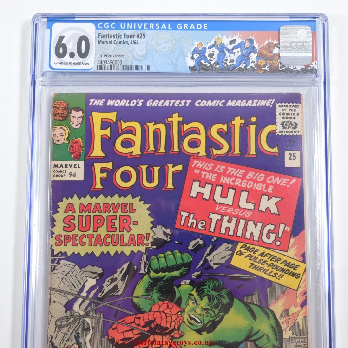Fantastic Four #25 CGC 6.0 UK-Variante, Erster Kampf Hulk vs. Thing, SCHLÜSSELAUSGABE