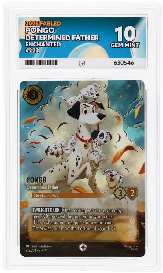 2025 DISNEY LORCANA EN 9-FABLED ENCHANTED #223 PONGO - DETERMINED FATHER ACE 10