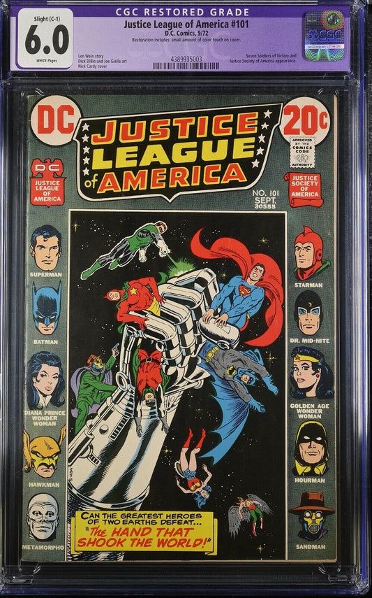 Justice League of America 101 9/72 D.C. Comics CGC 6.0 restored