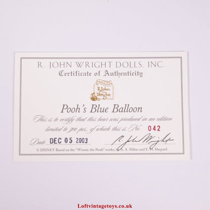 R.John Wright Winnie The Pooh Blue Balloon, Ltd Edition of 500