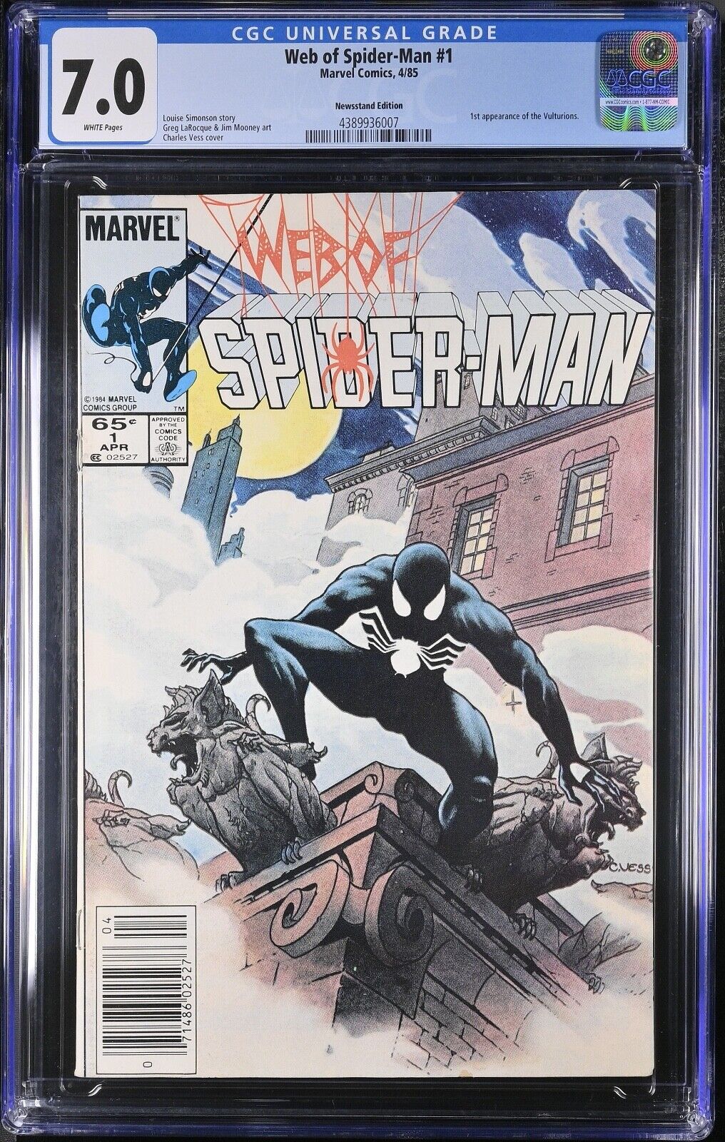 Web of Spider-Man # 1 4/85 Marvel Comics Newsstand Edition CGC 7.0 KEY