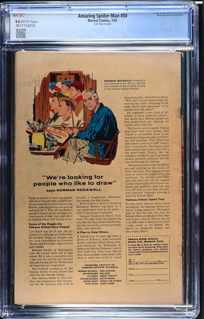 Amazing Spider-Man #50 (UK-Preisvariante) CGC 4.5 – Marvel 1967