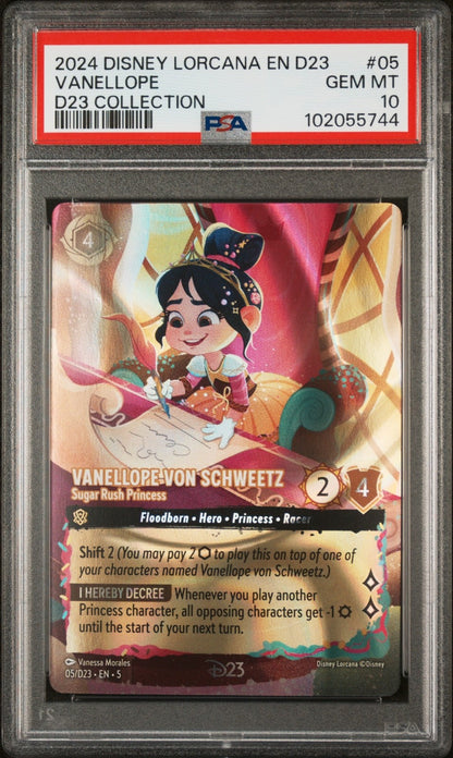 2024 DISNEY LORCANA EN D23-D23 EXPO PROMO #05 VANELLOPE D23 COLLECTION PSA 10