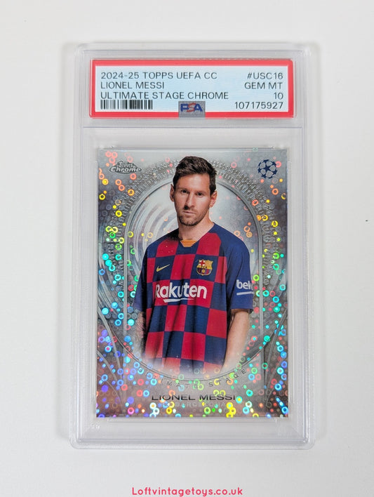 2024-25 Topps Uefa CC Lionel Messi Ultimate Stage Chrome PSA 10