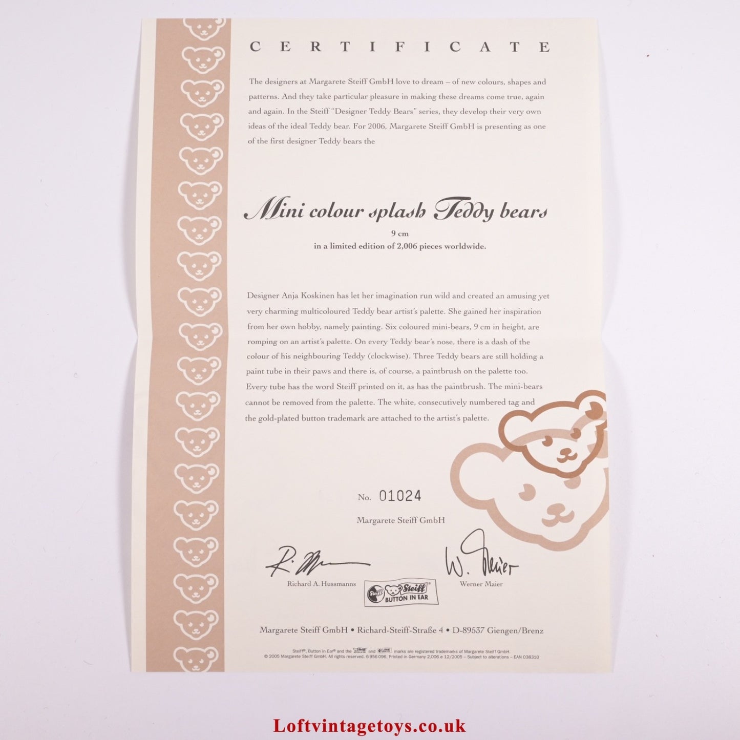 Steiff Mini Colour Splash Teddy Bears - 038310