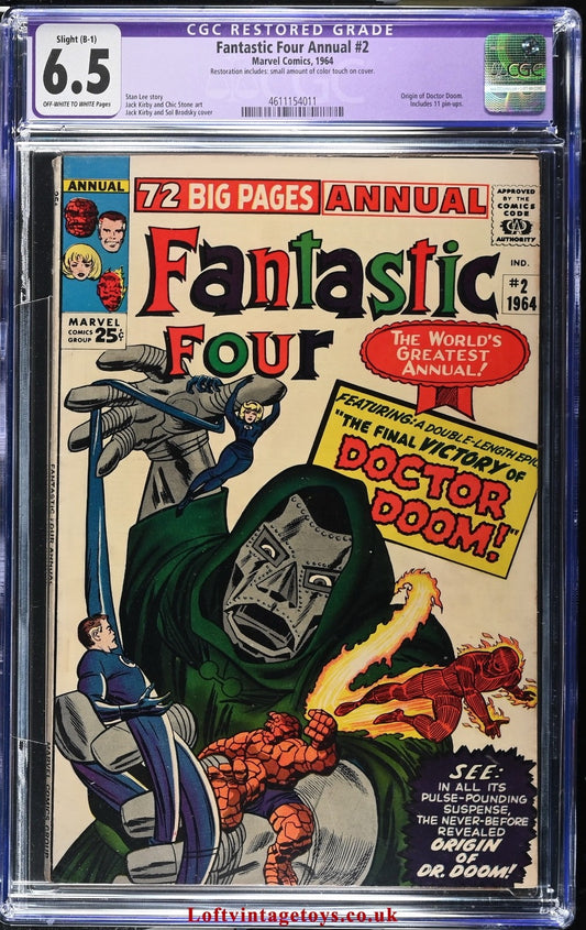 Fantastic Four Annual #2 CGC 6.5 Restored (B-1) Slight - Key issue