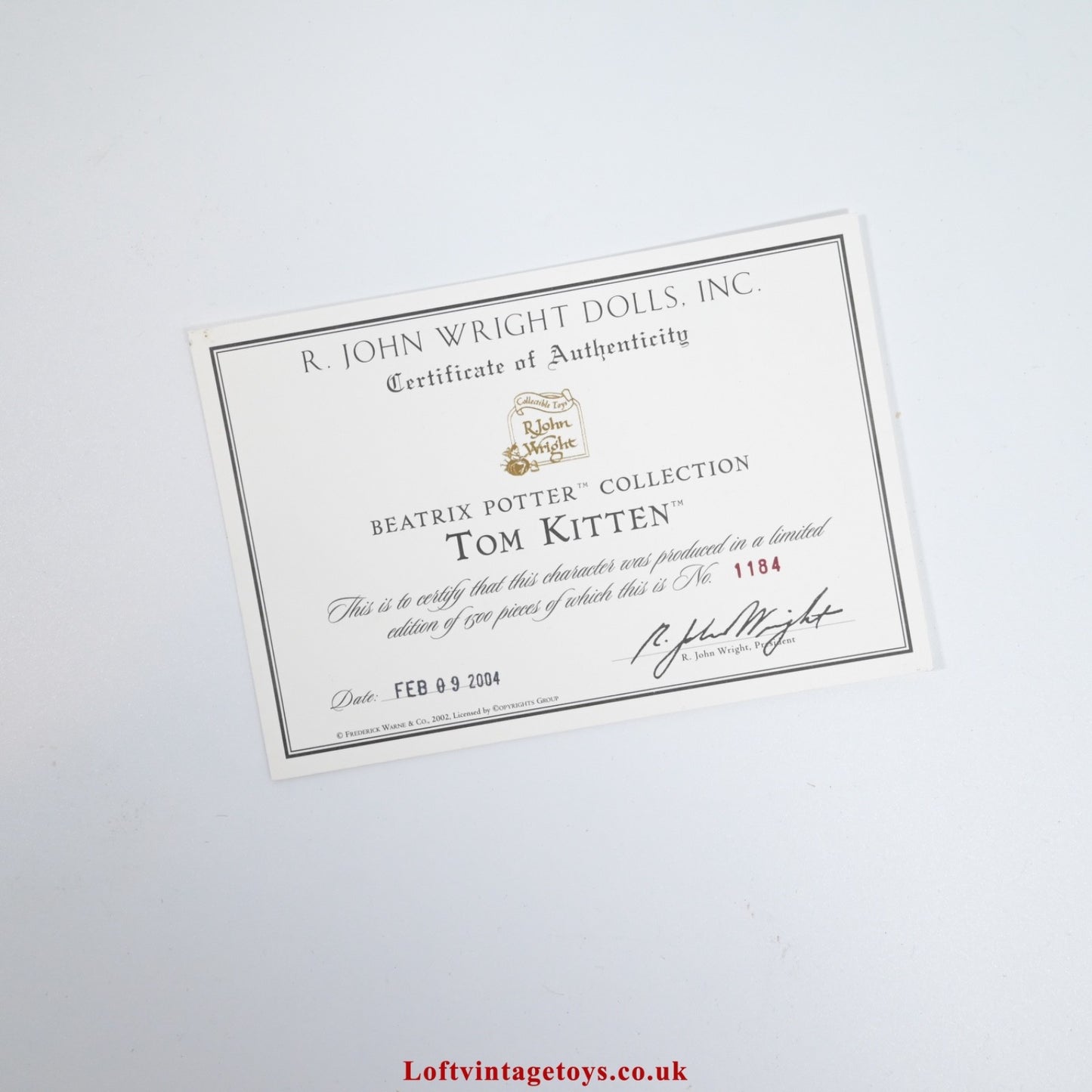 R. John Wright  Beatrix Potter Tom Kitten, Ltd Ed Of 1500