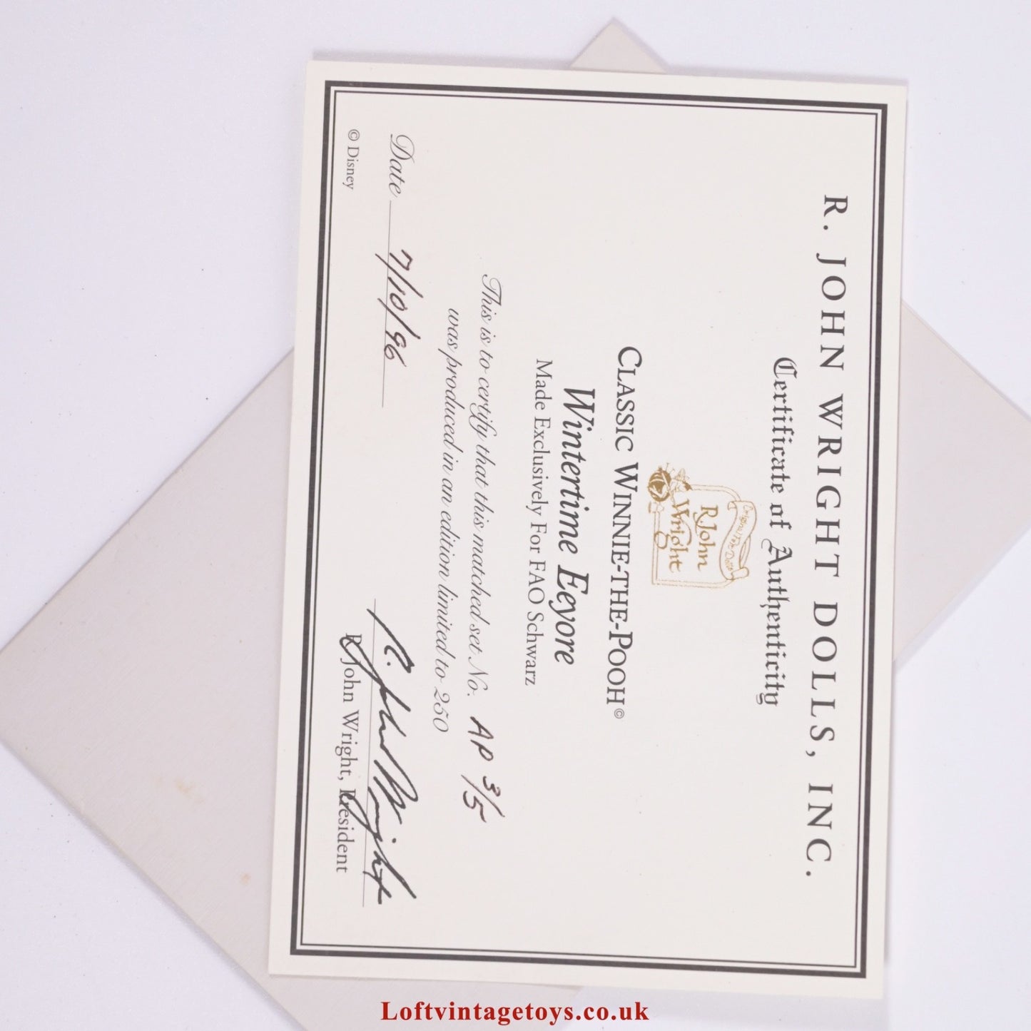 R John Wright Wintertime Eeyore, Artist Proof no. 3 of 5 - Very Rare