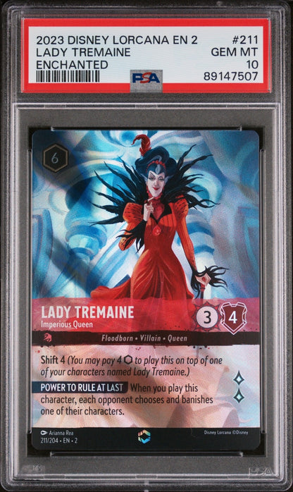 2023 DISNEY LORCANA EN 2-RISE OF THE FLOODBORN #211 LADY TREMAINE PSA 10