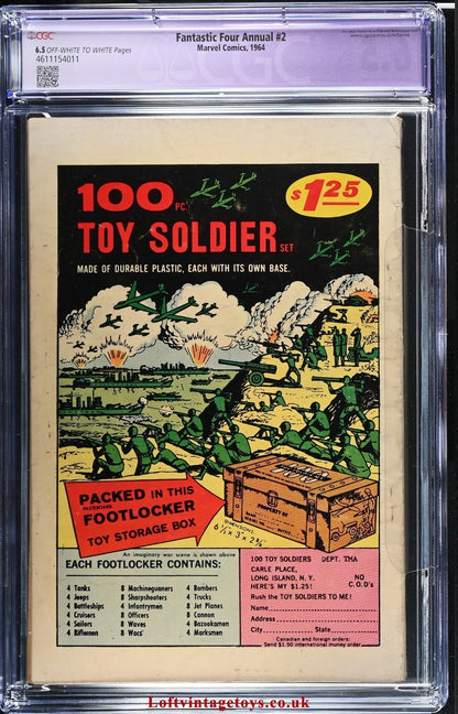 Fantastic Four Annual #2 CGC 6.5 Restored (B-1) Slight - Key issue