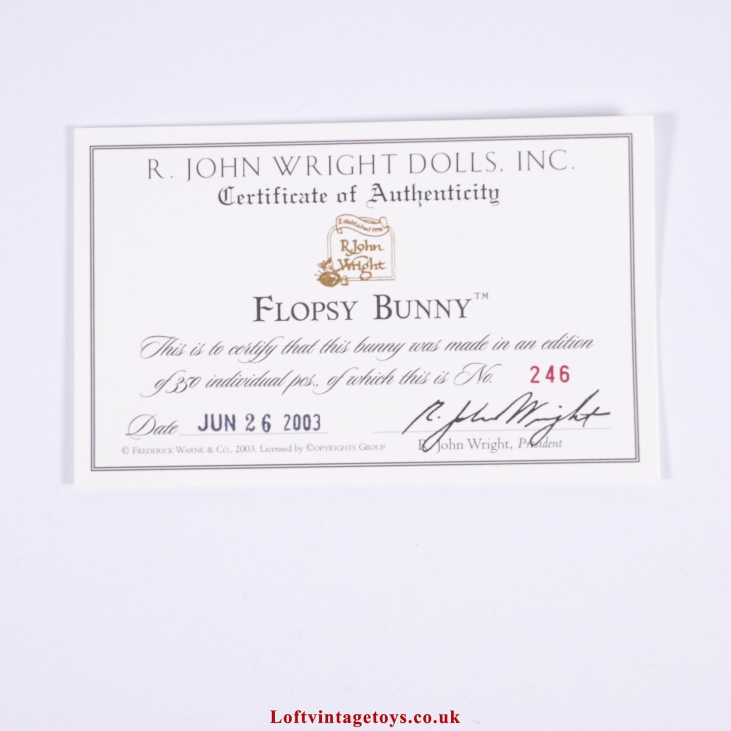 R. John Wright Flopsy Bunny, Ltd Ed of 350