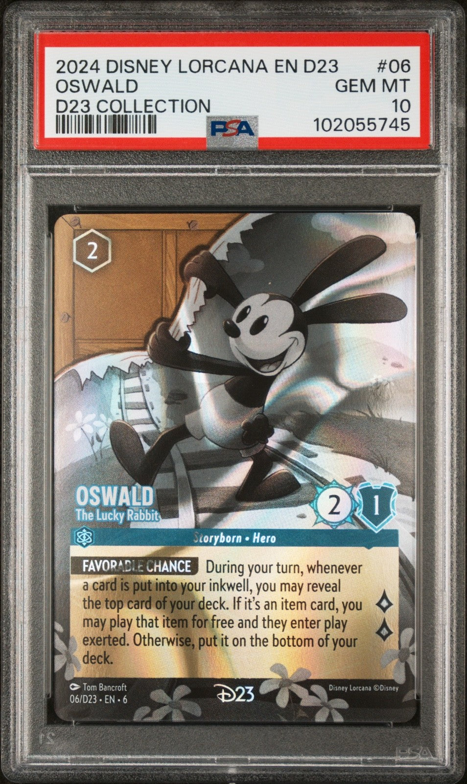 2024 DISNEY LORCANA EN D23-D23 EXPO PROMO #06 OSWALD - THE LUCKY RABBIT PSA 10