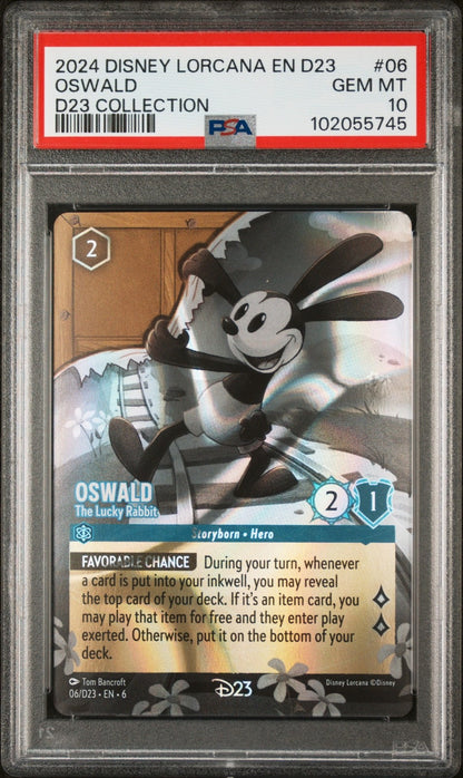 2024 DISNEY LORCANA EN D23-D23 EXPO PROMO #06 OSWALD - THE LUCKY RABBIT PSA 10