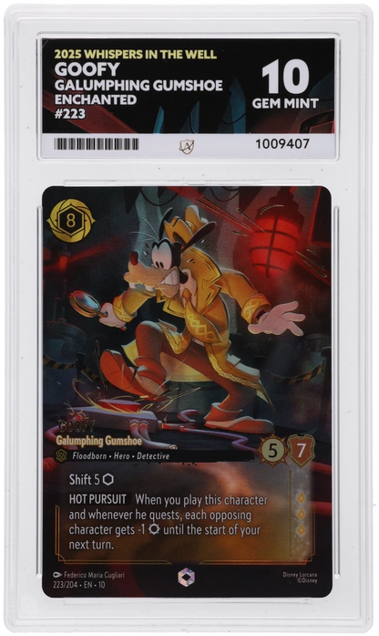 Lorcana Whispers In The Well Goofy Galumphing Gumshoe 223 - ACE 10 GEM MINT