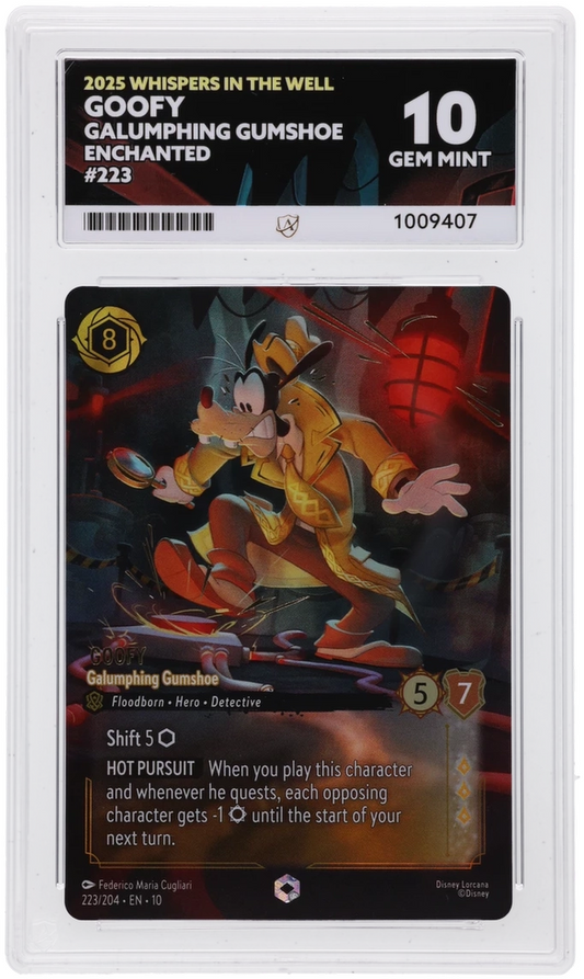 Lorcana Whispers In The Well Goofy Galumphing Gumshoe 223 - ACE 10 GEM MINT